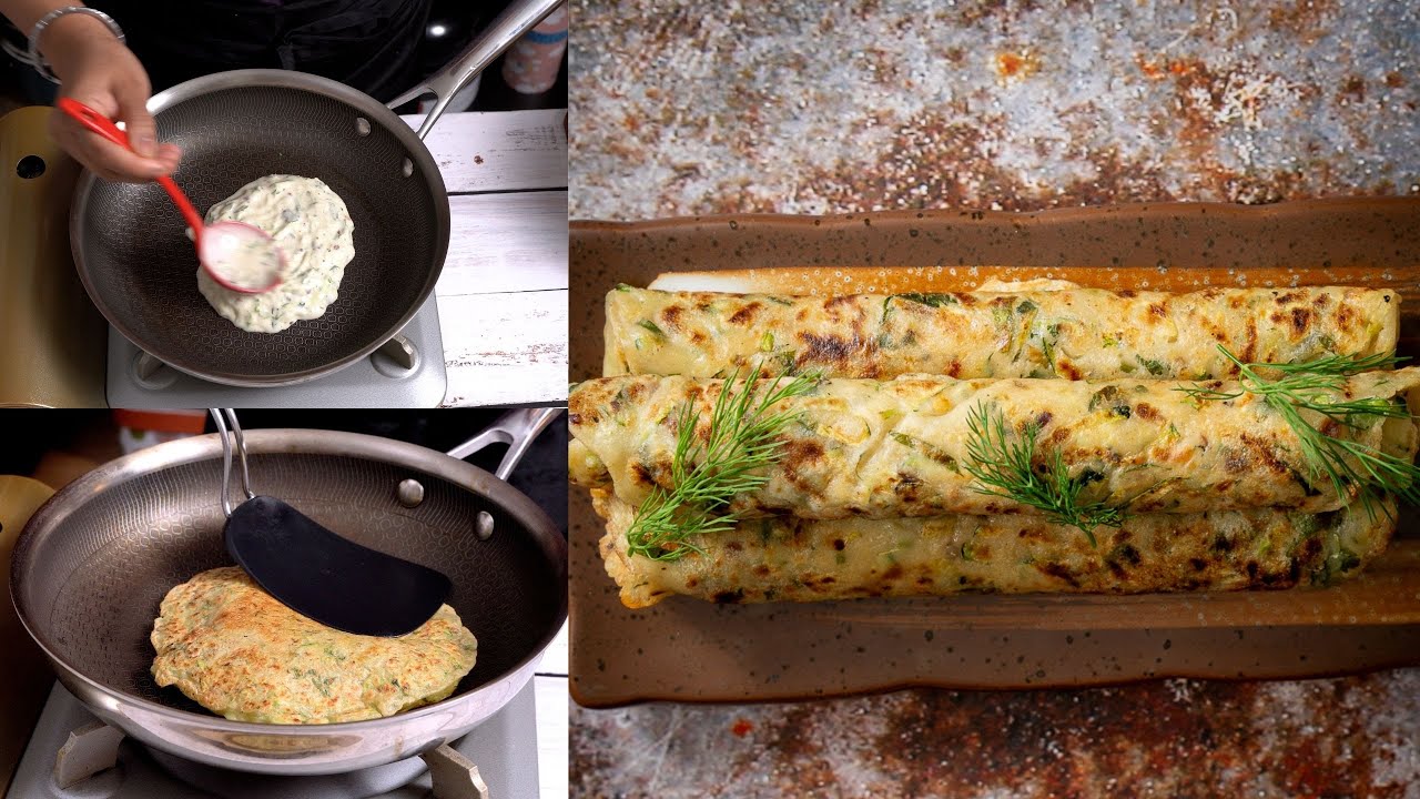 No Dough Garlic Zucchini Paratha - No Knead, No Rolling, Easy & Healthy flatbread Recipe