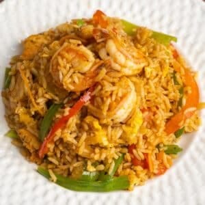 Singapore rice on a plate