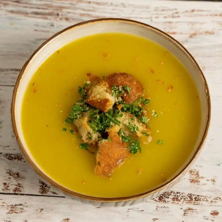 Pumpkin Soup with parmesan croutons