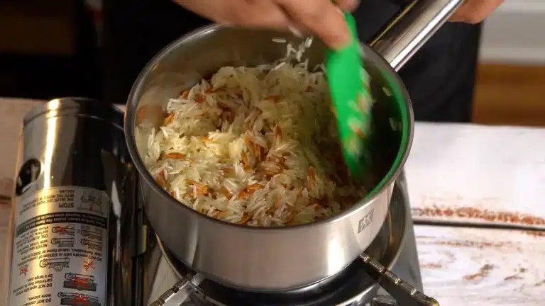 cook rice for 3 minutes