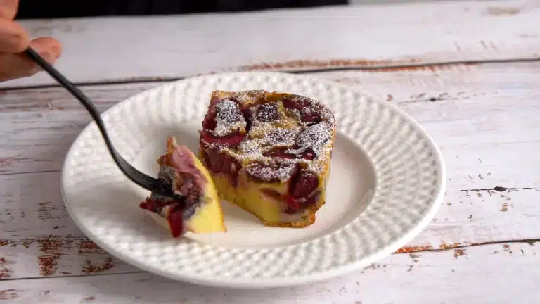 cherry flan step - 5 enjoy