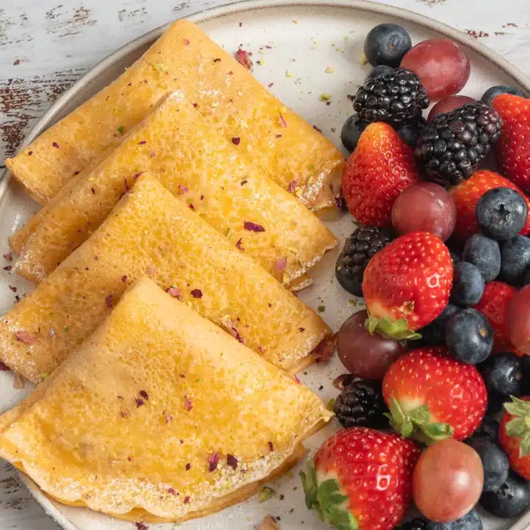 Jalebi-flavoured crepe served with fresh fruits