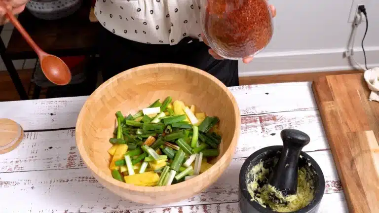 add everything with pineapple in a bowl