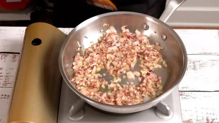 saute onion until golden - turkish gozleme