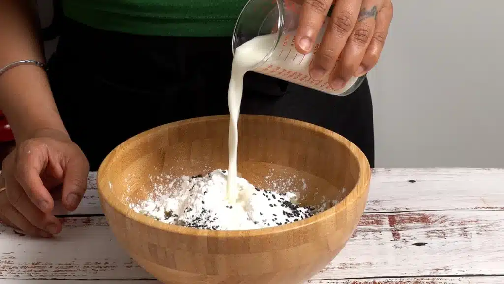 Chewy Sweet Potato (Korean Inspired) Snacks Recipe add all ingredients to mashed sweet potato