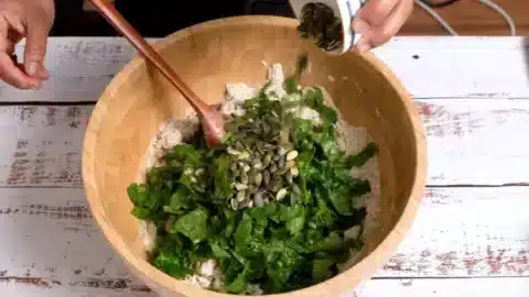 add yogurt spinach olive oil and seeds 750x422 1