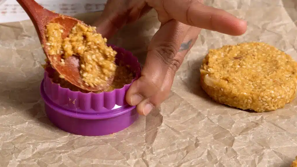Mango Sesame Cake : No Flour, No Egg, just 5 Ingredients shape them in desired shape