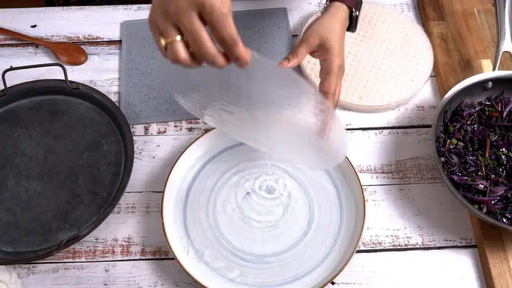 Rice Paper Dumplings - Healthy, Gluten-Free & Low-Carb rice paper dipped in water