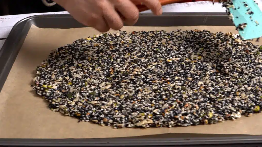 Nuts and Seeds Cracker : Crispy, Healthy and Tasty spread on baking tray