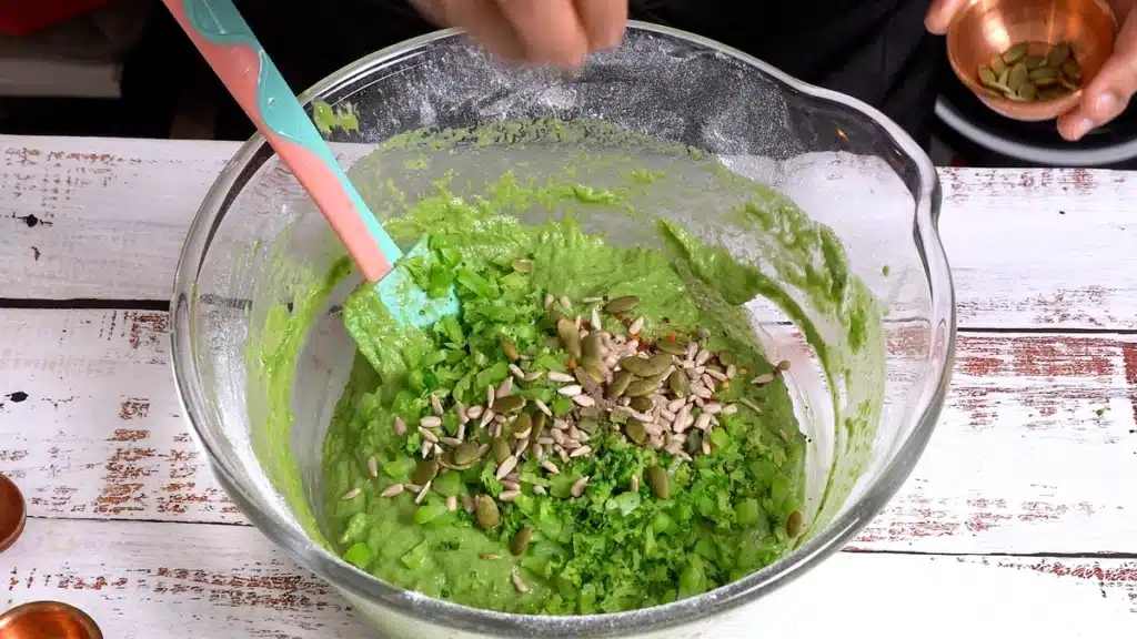 Green Bread - Full of Greens, Cheese and Nuts add broccoli and dry ingredients