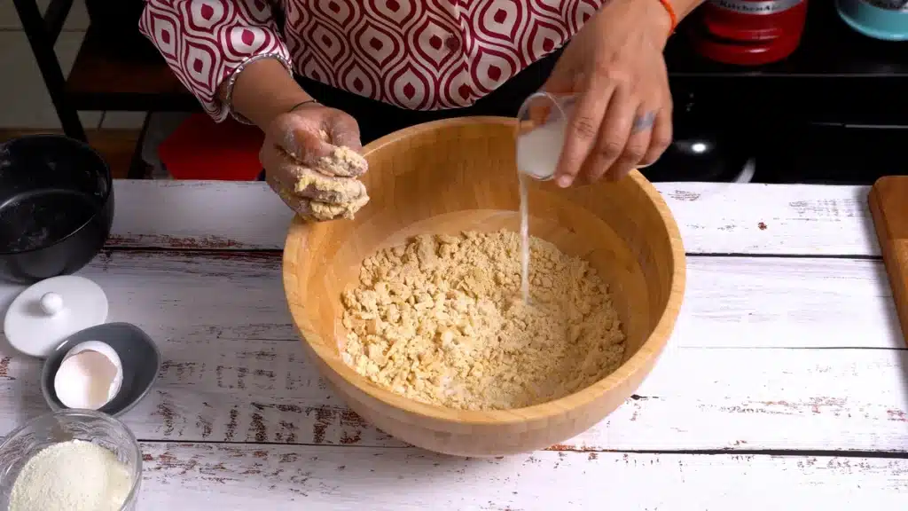 Homemade Milky Paratha with Egg and Sweetness add milk little by little to get a smooth dough