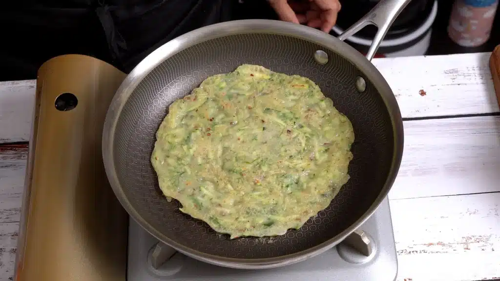 Easy No Dough Zucchini Paratha flip on other side