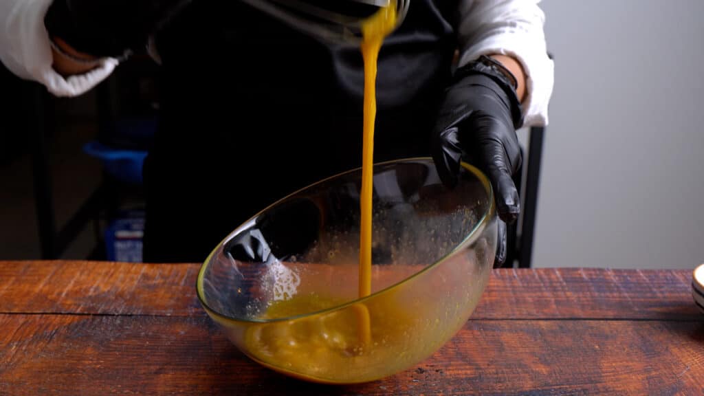 mix brown sugar with eggs nicely