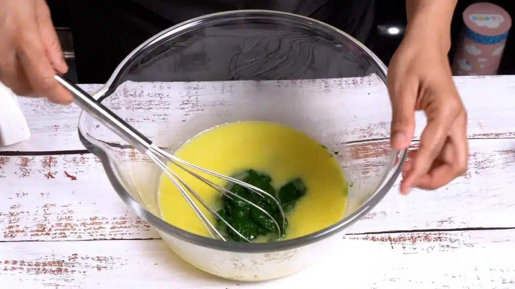 Green Bread - Full of Greens, Cheese and Nuts mix egg with spinach mix