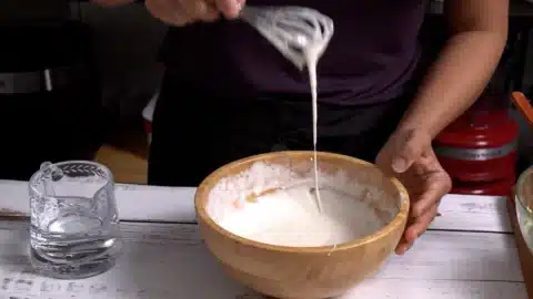 mix flour with water and make thin batter