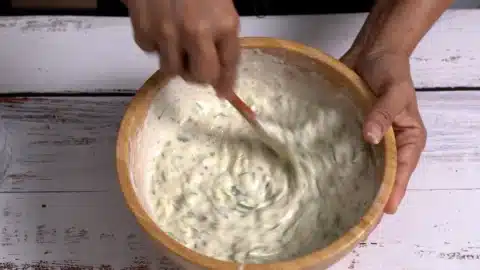 mix zucchini with flour batter