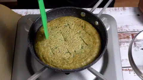 once bottom is set flip it to cook other side