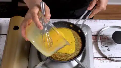 pour egg mixture on top