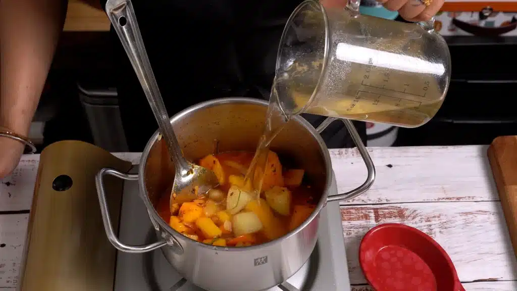A Bowl of Butternut Squash Soup to Brighten Chilly Evenings add stock, cover and cook on low heat