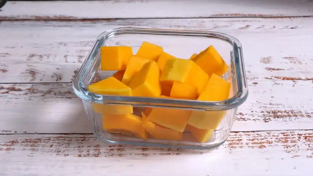 These Squash Cookies Are Perfect with Tea or Coffee keep squash pieces in a microwave safe bowl