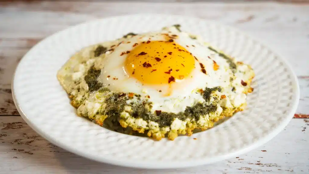 pesto feta omelette on a plate