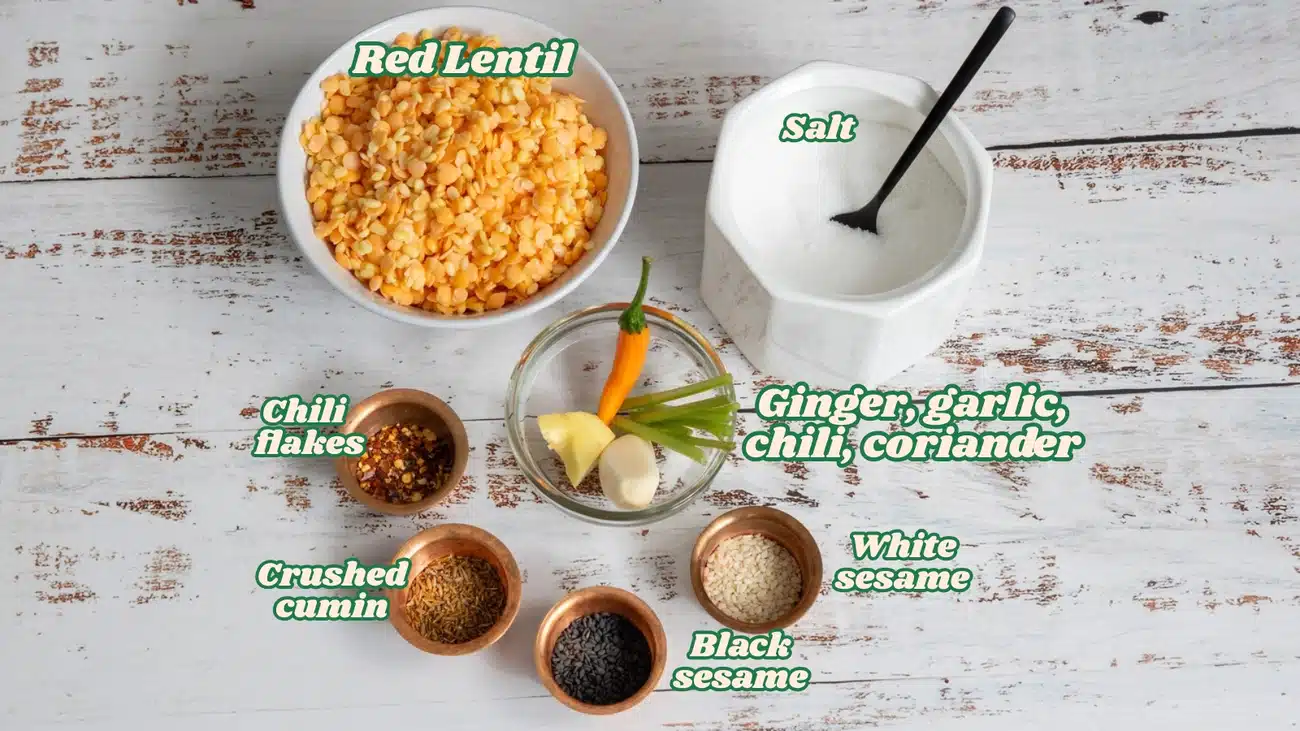 Ingredients - Lentil crispy