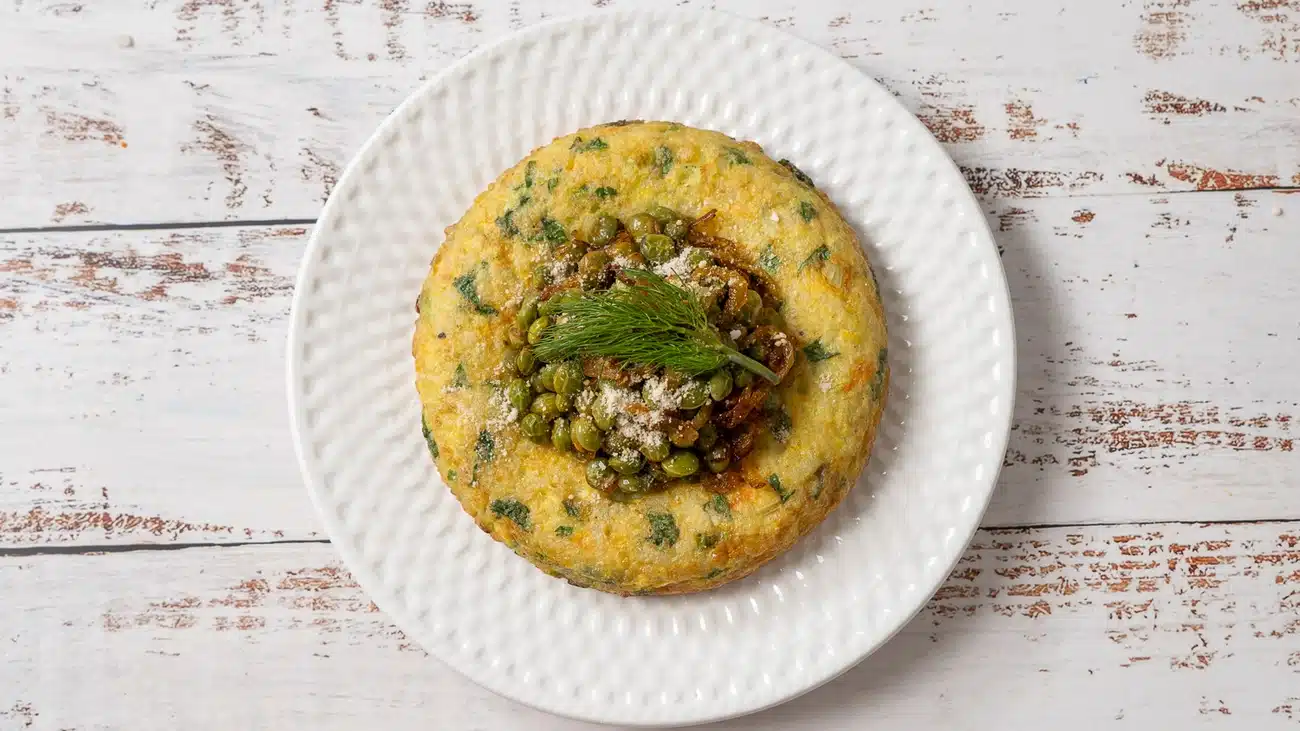 beaten rice omelette from top