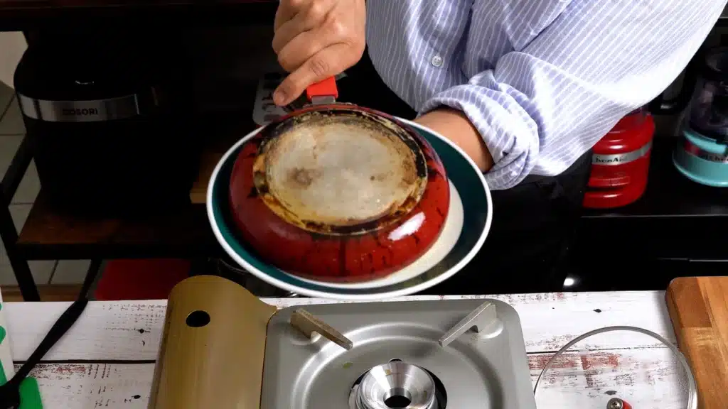 High-Energy Beaten Rice Omelette - Keeps You Full for Hours flip omelette with help of a plate