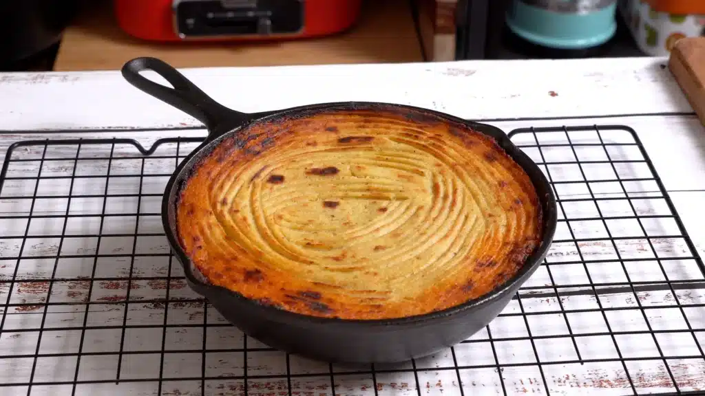 fresh shepherd's pie out of oven
