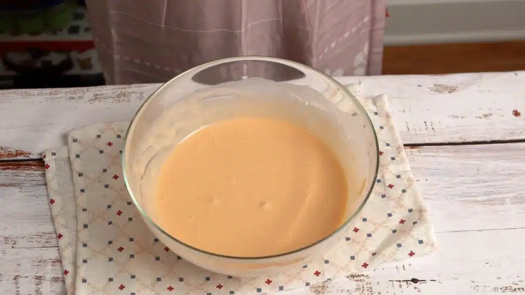 mix all wet ingredients to create a crepe like consistency. set aside for 30 mins