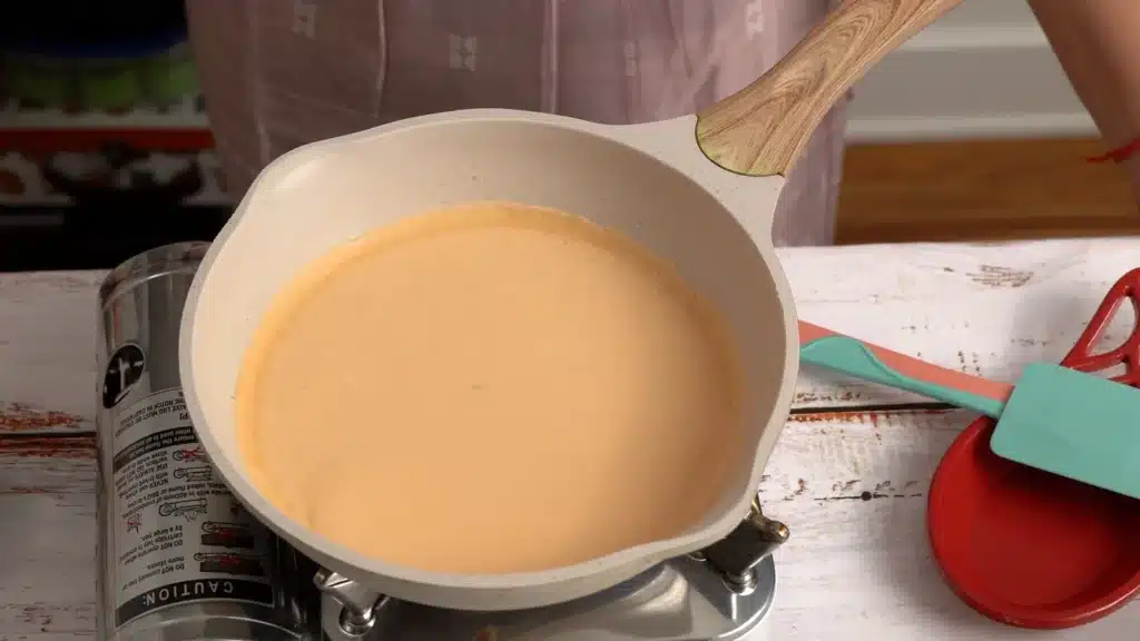 pour batter in a hot pan and spread thin