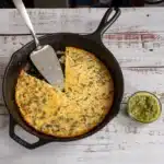 Chickpea Farinata - Healthy, Savory Pancake for Breakfast or Dinner Chickpea Farinata with spicy sauce