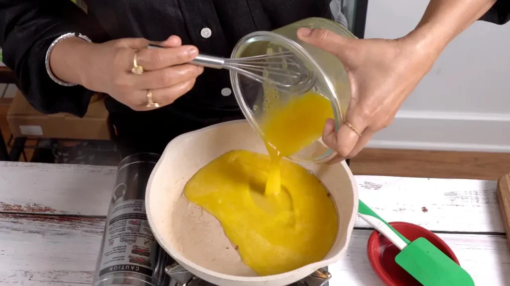 Mexican American Omelette : Spicy & Cheesy Breakfast add egg mix in same pan