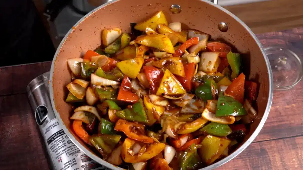 Spicy Devilled Potatoes ( Sri Lankan Inspired ) add leek, onion, bell pepper