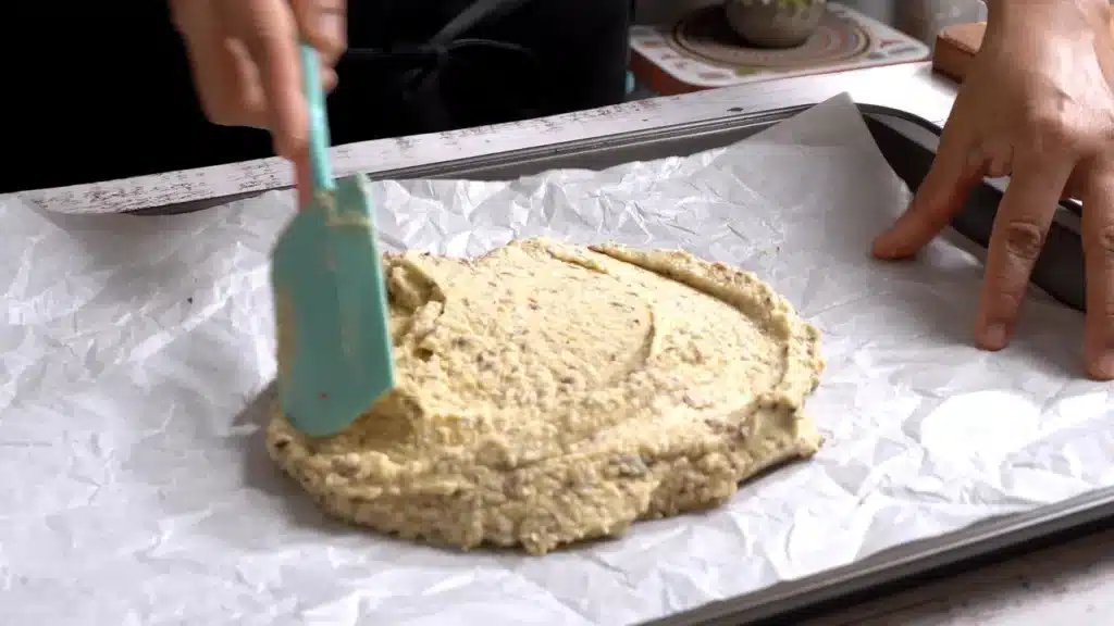 spread mixture in a tray