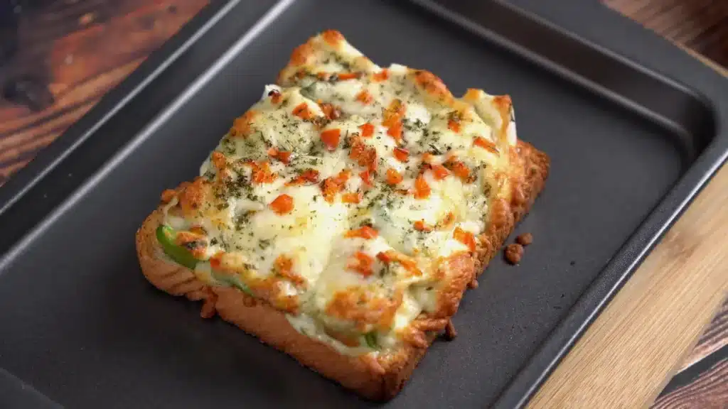 Crispy Bread Pizza (Ready in 10 Minutes!) bake in oven