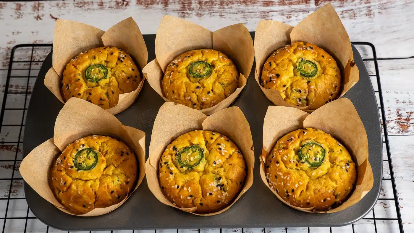 chickpea flour muffins in baking tray