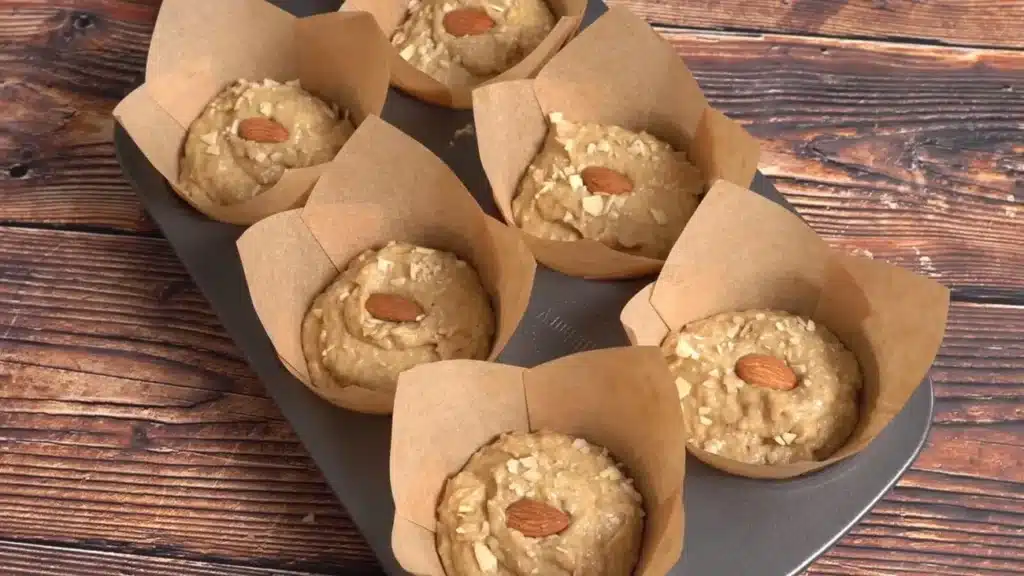 Simple Lentil Muffins with Peanut Butter & Banana pour the mixture in cupcake liners