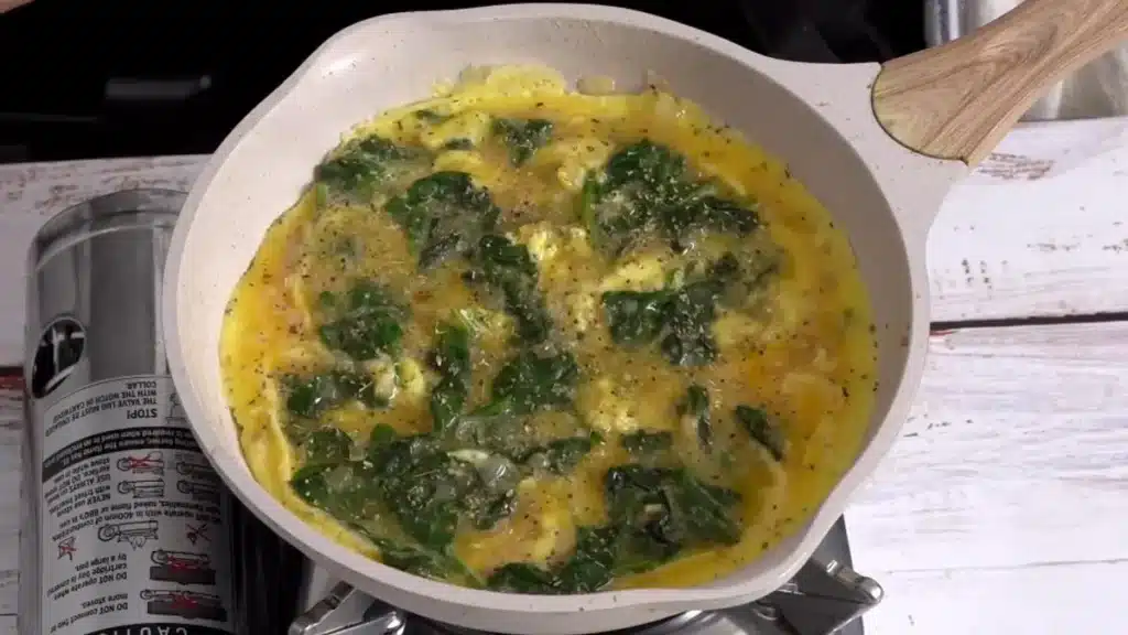 Mediterranean Omelette: 15-Minute Easy Recipe add edd mixture, sprinkle oregano on top