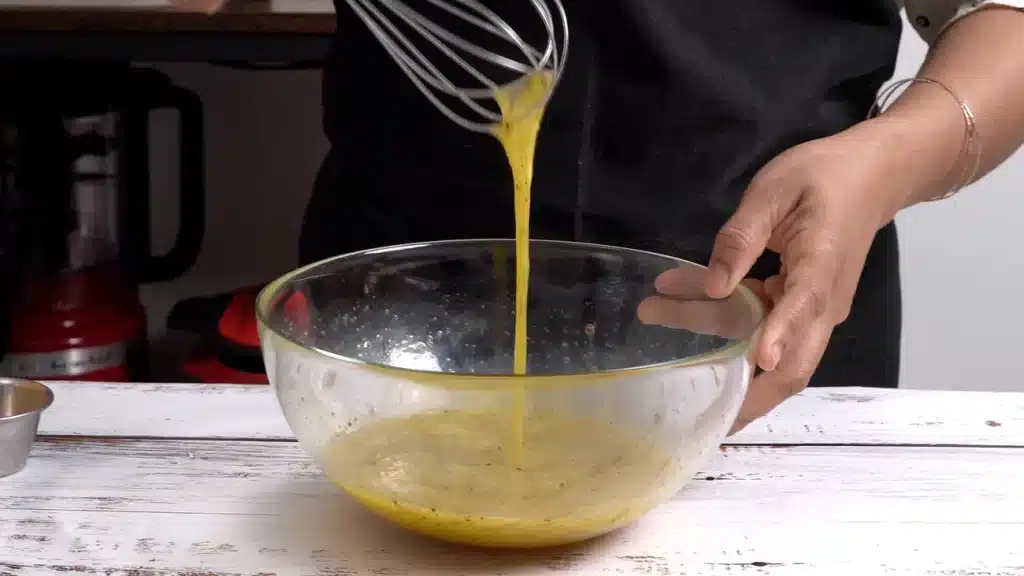 beat eggs with salt, pepper and cinnamon powder