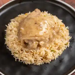 chicken stew with butter garlic rice