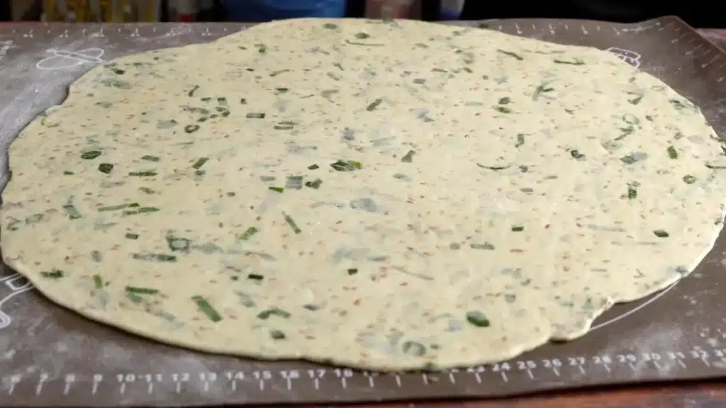Green Onion Crackers (100% Better Than Store-Bought Snacks!) flattern the dough at 2mm thickness