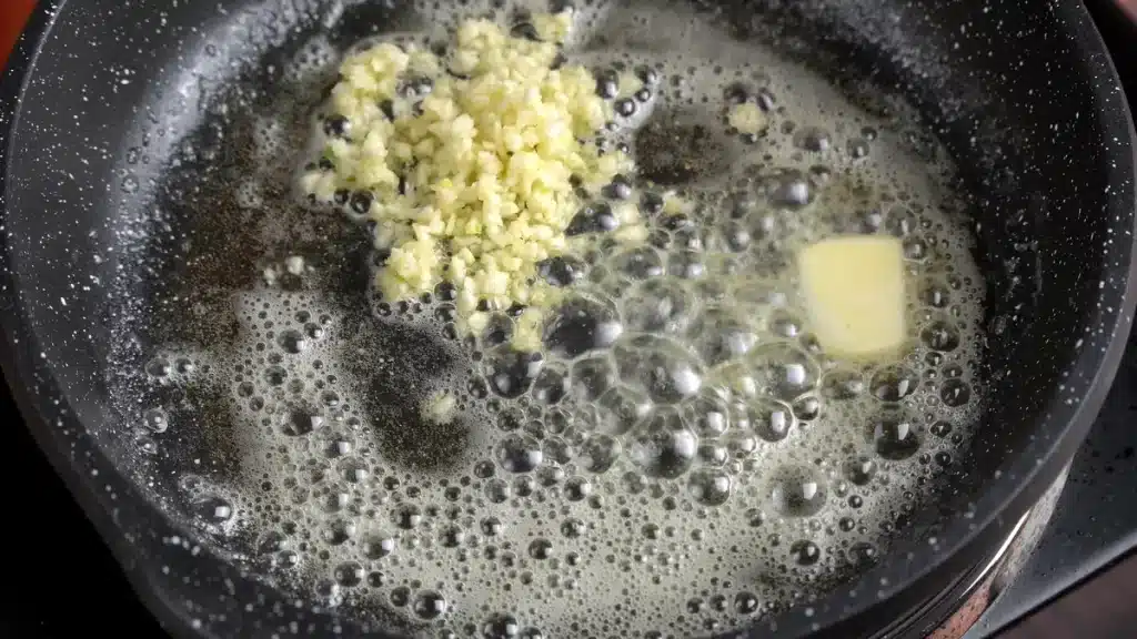 Butter Garlic Rice : Quick & Easy Using Leftover Rice in a pan add butter and garlic