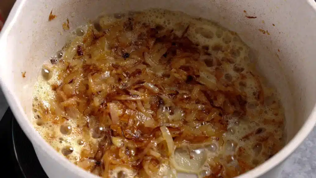 Egg Curry in 45 Mins: Quick & Spicy Comfort Food in same pot add onion and caramelized them
