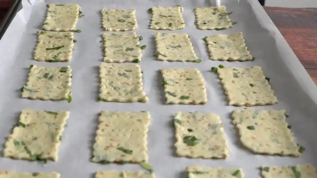 Green Onion Crackers (100% Better Than Store-Bought Snacks!) place them on a baking tray