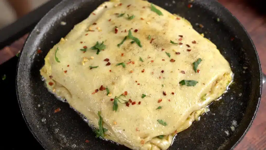 Korean Enoki and Chicken Pajeon: Delicious Meal in 25 mins Flip and seasoning on other side