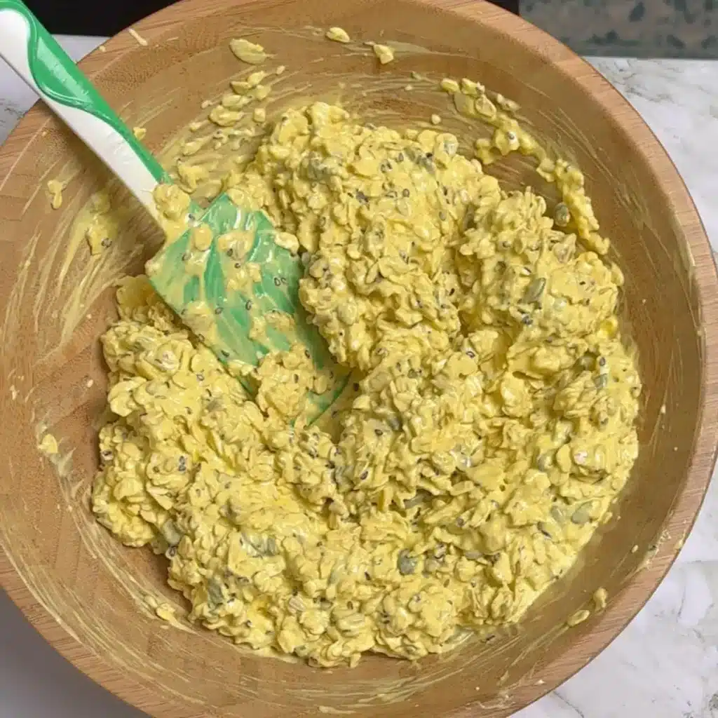 Turmeric Bread With Oats: Full Of Nuts And Seeds add oats, nuts and seeds