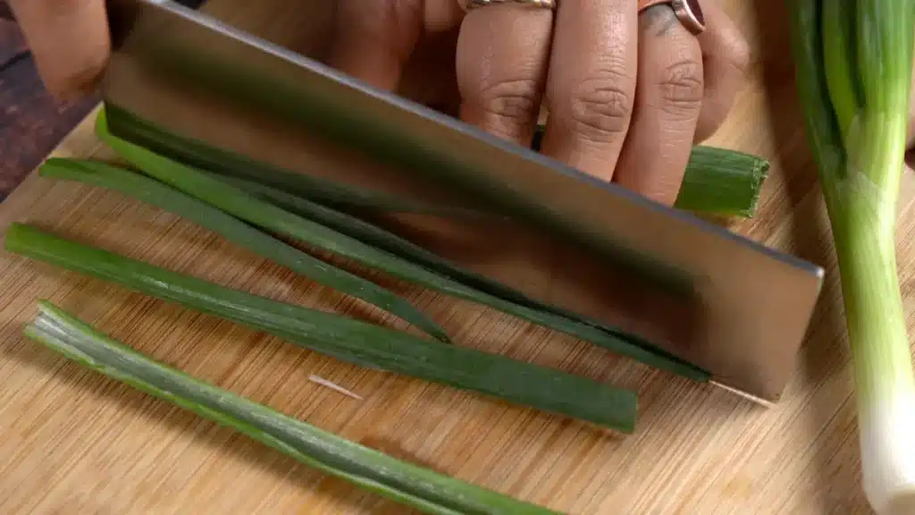 Korean Enoki and Chicken Pajeon: Delicious Meal in 25 mins chop green onion and coriander