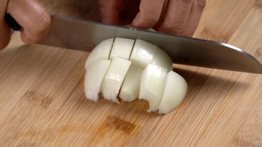 chop onion, ginger and garlic