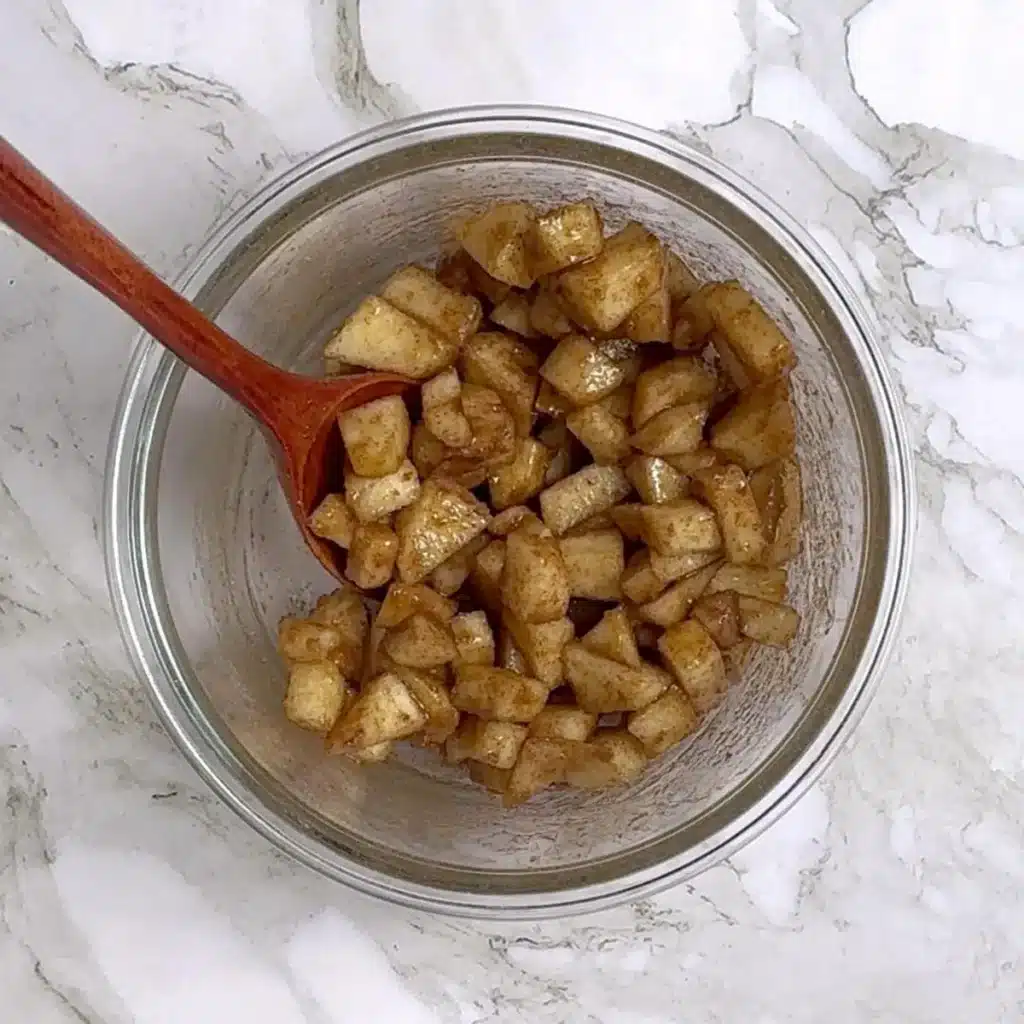 chop pear and mix with cinnamon & brown sugar